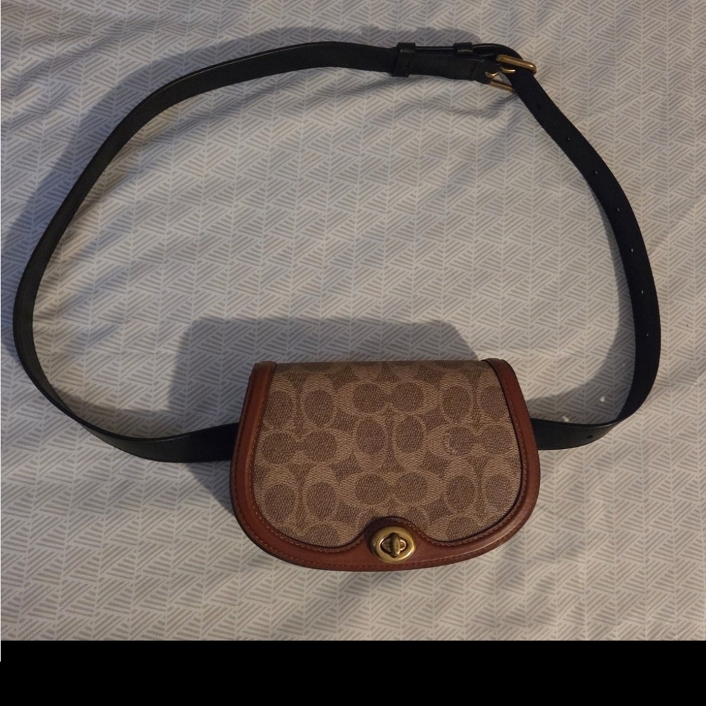 Coach Tan and Brown Belt/Crossbody Bag